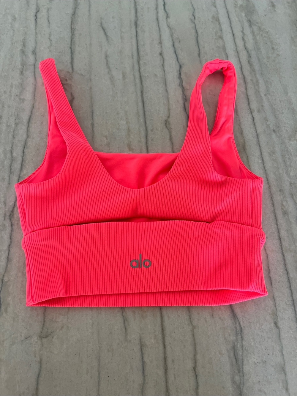 ALO Yoga Ribbed Crop Bralette - Neon Pink - Picture 2 of 6